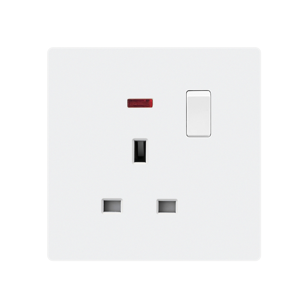 Plastics Socket-YTK UK Socket With Switch With Indicator Light-White